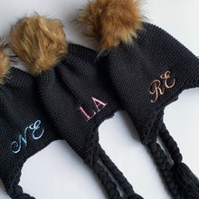 Load image into Gallery viewer, Personalised Kids&#39; Black Beanie with Pom Pom!