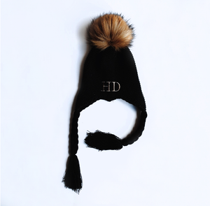 Personalised Kids' Black Beanie with Pom Pom!
