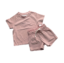 Load image into Gallery viewer, pink t shirt and shorts sets