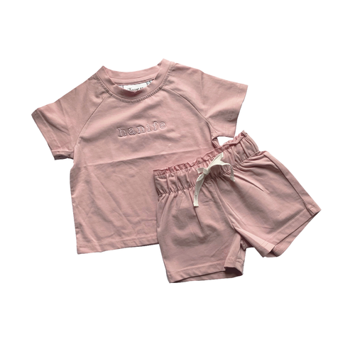 pink t shirt and shorts sets